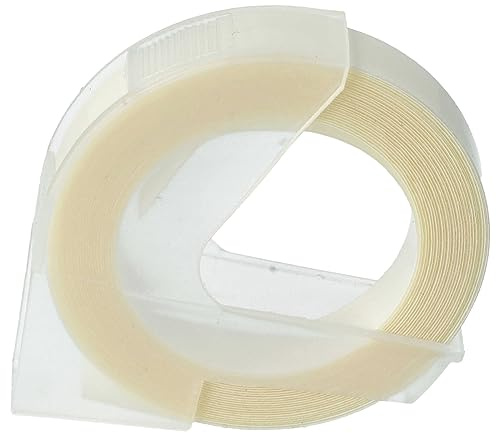 vhbw 3D Prägeband-Schriftband-Kassette kompatibel mit Dymo 1855 | 1880, 18577, 1765, 1805 Etiketten-Drucker 3m x 9mm Weiß auf Transparent