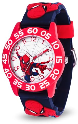 Marvel Spiderman Watch for Boys - Spider-Man Watch for Boys 4-6 - Kids Watches - Toys - Marvel Kids - Toddler - Blue Bezel - 3D Plastic Strap