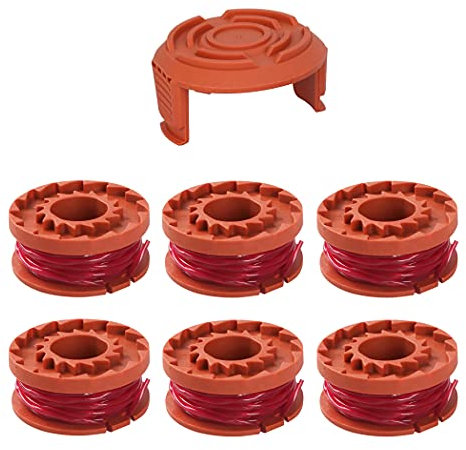 Grass Trimmer String Line Coil Cord Accessories for Worx WA0010 WG154 WG163 WG160 WG180 WG175 WG155 WG151 Parts(6spools+1Cap)