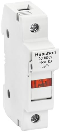 Heschen Solar/Photovoltaik Sicherungshalter, PV-Sicherungshalter, RT18-32(X), DC1000V 32A, 1-polig, geblasene Sicherungsanzeige, 35mm DIN-Schienenmontage, für ST-10PV 10x38mm Sicherung, CE gelistet