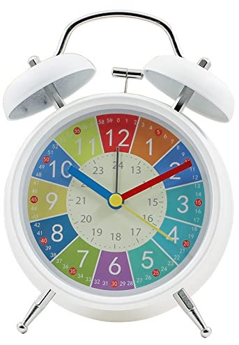 Reloj Despertador Niños, sin Tic-TAC Despertador Infantilcon Pilas, Reloj de Aprendizaje con Luz Nocturna Estudiantes Regalos para Niñas y Niños 4 Pulgadas Campana