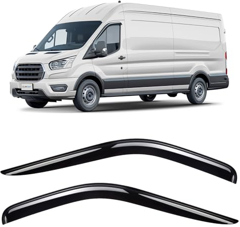 CLIM ART Windabweiser für/kompatible mit Ford Transit 13-26 - Klebe 2 St. | Regenabweiser Autofenster Regenschutz Ford Transit Van MK8 – bruchsicher Polycarbonat, kratzt nicht, wetterfest, frischluft
