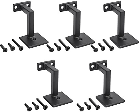 5 x Handlaufträger, Handlaufhalter für Holz Handlaufhalter Schwarz Indoor Geländer Wandaufhänger Zubehör Treppengeländer Läufe Unterstützung (Mattschwarz)