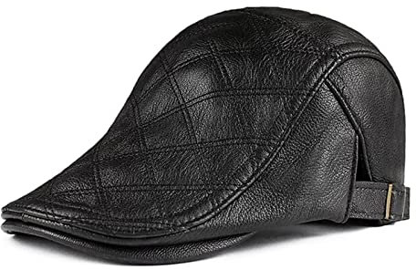 DongBao Herren Schirmmütze aus Leder Schiebermütze Mann Baskenmütze Gatsby Newsboy Flatcap Herren Barett Cap