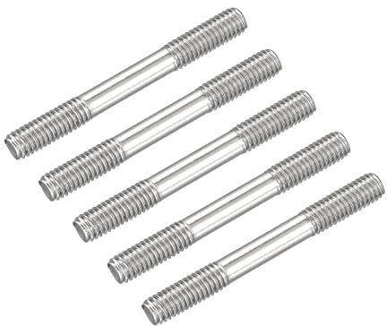 METALLIXITY 5Stk Beidseitige Stiftschraube M6 50mm 304 Edelstahl Stabschraube für Haushalt
