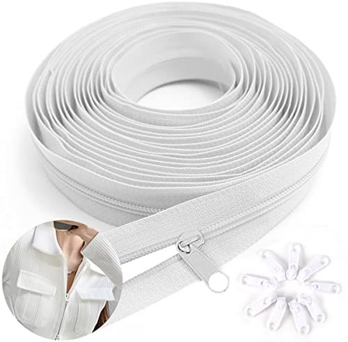 Endlos Reissverschluss mit Zipper Reissverschluss für Bettwäsche Endlosreissverschluss Meterware,5mm 10m mit 10 Reißverschlusszügen,Reißverschluss endlos Endlosreißverschluss mit Reißverschluss
