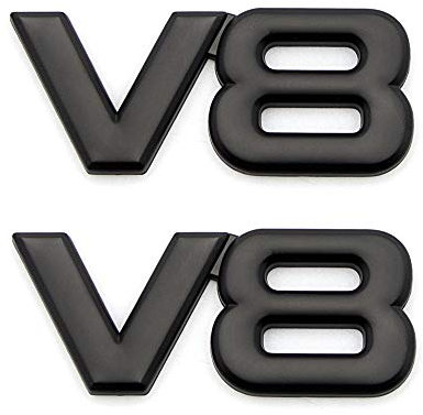2 Stück V8 Emblem 3D Metall V8 Motor Display Auto Aufkleber Emblem Auto Badge (schwarz)