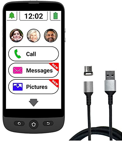 SWISSVOICE - Smartphone S510-M + Magnetic Charging Cable - Easy To Use - SOS Button - Senior Smartphone 4G - Unlocked - Black