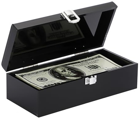 Hipiwe Acrylic Lockable Cash Box with Key Single Row Currency Tray, Black