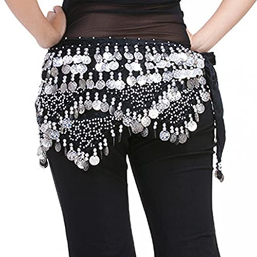 Bauchtanz Hüfttuch für Damen und Mädchen - Chiffon Bauchtanz Gürtel mit Goldmünzen - Hüfttuch mit Münzen für Bauchtanz - Lateinamerikanische Tänze - Karneval Performance Kostüm Kleidung