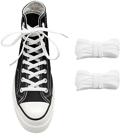 UamGlsob lacci elastici di ricambio da per Converse Alte sneaker, 8mm lacci piatti stringhe elastiche per scarpe (White, 54''/140cm)