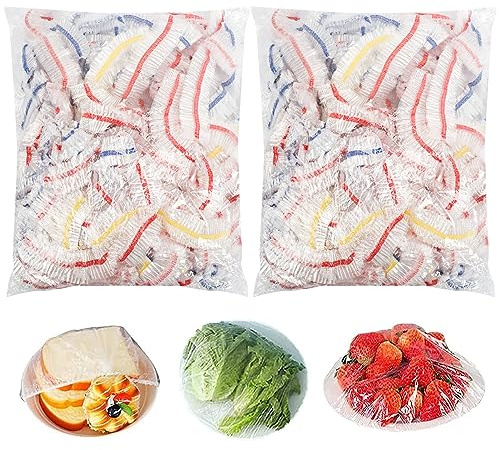Homelove Plastskålskydd, matskydd, 200 st återanvändbart elastiskt töjbart färskhållningsskydd, kök köksredskap konserveringslock matpåsar, universellt kök plastfolie [färgglad]