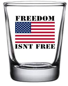 Rogue River Tactical Patriotic American USA Flag Freedom Is Not Free Shot Glass Gift For Military Veteran