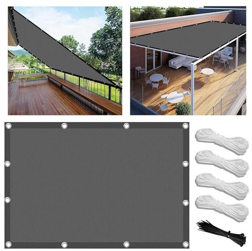 Brise Vue pour Balcon 0.5x5m Couverture de Écran Jardin 180g/㎡ Polyester Protection UV Résistant Déchirures Vent Protection Contre Les Regards avec Attaches de Câble et Cordons Gris foncé
