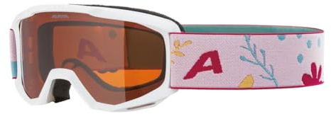 ALPINA PINEY - Beschlagfreie, Extrem Robuste & Bruchsichere Skibrille Mit 100% UV-Schutz Für Kinder, white-flower matt, One Size
