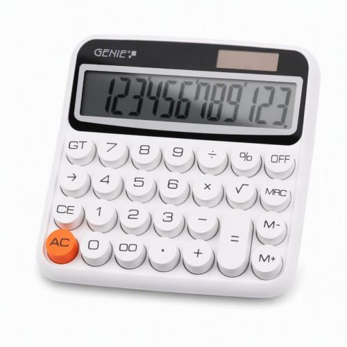 GENIE 612 Tischrechner, Solar & Batterie, 12-stelliger Taschenrechner | Komfortable Bedienung mit großem Display sowie Prozent- und Wurzelfunktion für zahlreiche Anwendungen