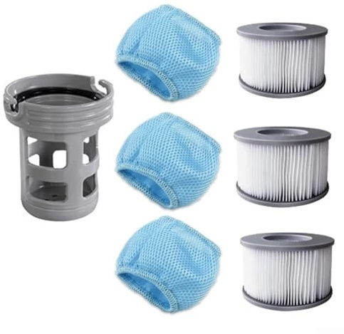 Filterset für Miweba für Mspa aufblasbare Pools (1 Filterhalter, 3 Filterkartuschen, 3 Netzfilter)