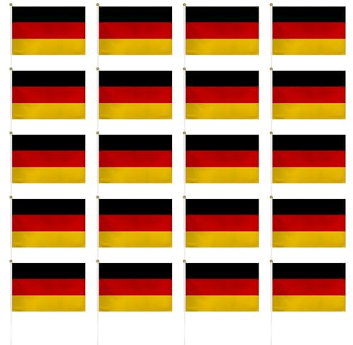Lot de 20 drapeaux allemands à pivoter à la main, drapeaux allemands, drapeaux allemands, drapeaux allemands, drapeaux de décoration d'événements sportifs, accessoires de drapeau