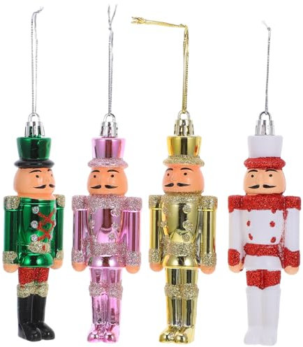 Amosfun 4pezzi Decorazione Natalizia Schiaccianoci Di Plastica Figure Di Marionetta Tradizionali Per Albero Di Natale e Bomboniere Di Festa