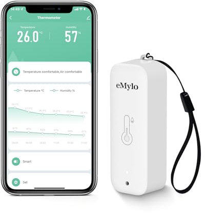 Termometro Ambiente Interno, Igrometro Umidità Casa WiFi, Con Smart Alert, Archiviazione e calibrazione dei dati, Termoigrometro per camera da letto, IP65 Impermeabile, Bianco 1 Pack