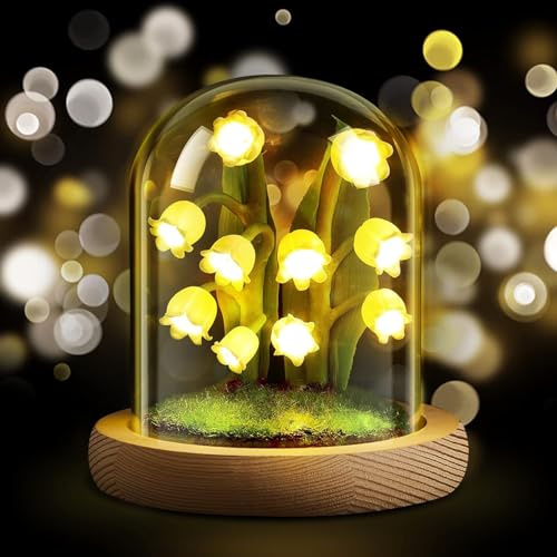 Proyatech Lily of The Valley Flower Gifts for Women Glass Flowers Lily of The Valley Flower Decor Flower Lamp for Women Birthday Anniversary Thanksgiving Christmas Valentine's Day Mother's Day