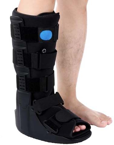 Veanvoky Tall Inflatable Walking Boot, Air Cam Walker Fracture Boot Orthopaedic boot for Sprained Ankle, Air Walker Brace for Broken Foot Achilles Tendon Injury Black (Medium)