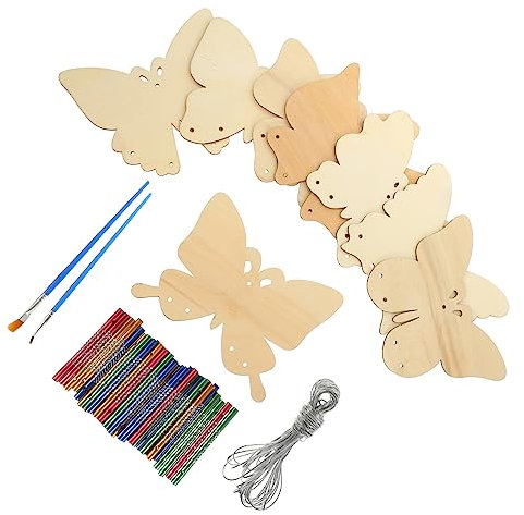 QUMIIRITY 1satz Schmetterling Holz Windspiel Bastelset Für Junge Mädchen Teiliges Mit Holzschmetterlingen Windglocken Pinsel Kreatives Basteln Für Mädchen Deko Für Jedes Zuhause