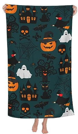 Herren Damen Badetuch Groß Großes Strandtuch Mit Halloween-Geistern Microfaser Handtücher Lustige Duschtücher Personalisiert Poolhandtücher Für Spas Duschen Schwimmen