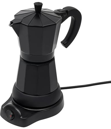 CHERIPOLI Mokkakan 300 ml espressobryggare – kaffebryggare i svart – dolt värmeelement – elektrisk högkvalitativ säkerhetsavstängning