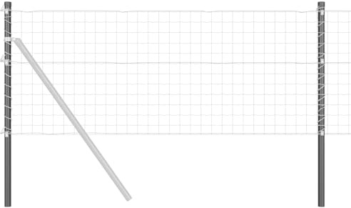 vidaXL Stängselstolpe 12 pcs Grå 80 cm Pulverlackerad stål, Utomhusbarriär stolpe, trädgårdsstängsel för säker gårdsperimeter, hållbar avdelare och landskap