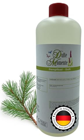 Dufte Momente Dampfbad Duftkonzentrat Zirbenkiefer 1 Liter – wohltuend-holziger Wellnessduft mit natürlichem Zirbenkieferöl – für Dampfbäder, Verdampferanlagen & Dampfduschen – vegan, Made in Germany