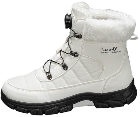 Women's Winter Snow Boots Waterproof Warm Fur Lined Ankle Boots Lace Up Low Chunky Heel Flat Anti-Slip Ladies Outdoor Mid Calf Shoes SKI Walking Trekking Hiking Boot for Women Size 5-10