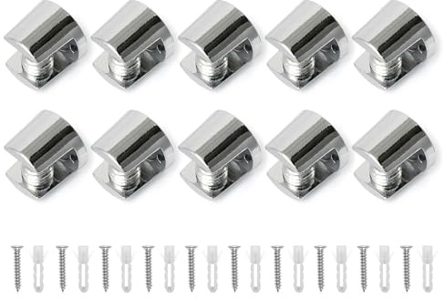 10Pcs Adjustable Glass Shelf Brackets Zinc Alloy Clamp Holders for Bathroom Cabinet Flat Back Mount Supports Clips Cabinet Shelf Plates