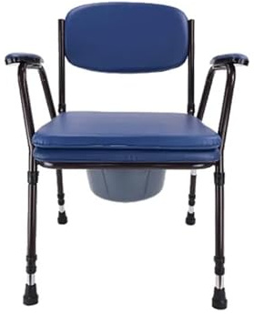 PLUS SANTÉ – Chaise percée réglable INTIME | Assise 45×45 cm, hauteur 45–60 cm, dossier & accoudoirs rembourrés, seau amovible Ø29 cm avec couvercle, structure acier | 120 kg