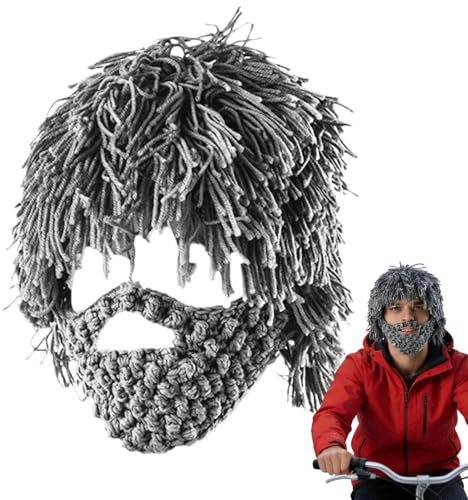 Ratpzou Bart Mütze,Punk Gestrickte Kopfbedeckung - Feiertags Cosplay Mütze - Für Frauen Reisen Festivals Konzerte Karneval Cosplay Enthusiasten Kostümparties