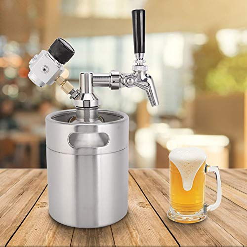 ZDAGELD Fusto di Birra in Acciaio Inossidabile da 2 Litri con Bottiglia di Anidride Carbonica, Dispenser di Birra per Kit Mini Fusto Fatto in Casa, Fermentazione e Conservazione per