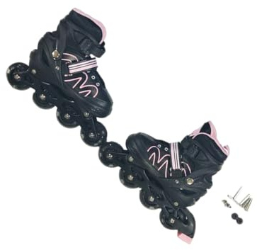 KIXZSAZ Patines en línea Ajustables para Hombres y Mujeres, Patines Transpirables Resistentes al Desgaste para niños, de Ruedas, Zapatos de Patinaje Flash para niños, Rosa/M