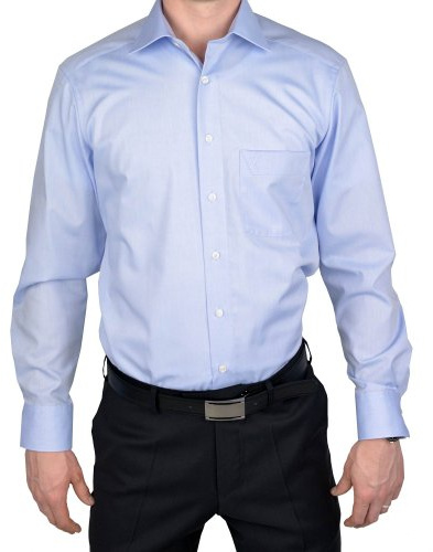 Marvelis Herren Businesshemd Non-Iron Modern Fit, extralang, Kent-Kragen, Chambray, 100% Baumwolle, bleu 11, 42