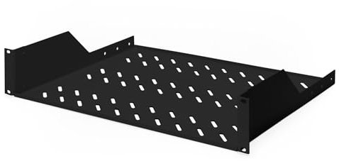 DIGITUS Ripiano per installazione fissa - 19 pollici - 2U - Montaggio frontale - Portata 25 kg - Per armadi di rete e server - A partire da 450 mm di profondità dell'armadio - Nero