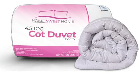 Home Sweet Home UK 4.5 Tog Cot Duvet – 100% Microfibre Anti-Allergy Toddler Duvet – Breathable, Lightweight & Super Soft Baby Quilt 100x120cm - Machine Washable Junior Baby Bedding Cot