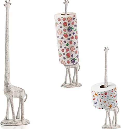 Giraff pappershanddukshållare för kök eller dekorativt toalettpappersstativ för badrum – unik antik, vintage, nyckfull djurdesign rulldispenser för heminredning