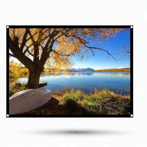 fasient 60 Zoll/72 Zoll/84 Zoll/100 Zoll Projektionswand 4: 3 Faltbarer Projektionsvorhang aus Nicht faltbarem synthetischem Polyestergewebe für Heimkino im Innenbereich, tragbar(84in)