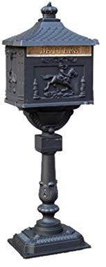 KONGY Boites Aux Lettres, Verrouillable Imperméabiliser Boîte Aux Lettres Verticale Style Vintage Américain Élégance Maison Métal Letterbox Boites Aux Lettres sur Pied (Couleur : Noir)
