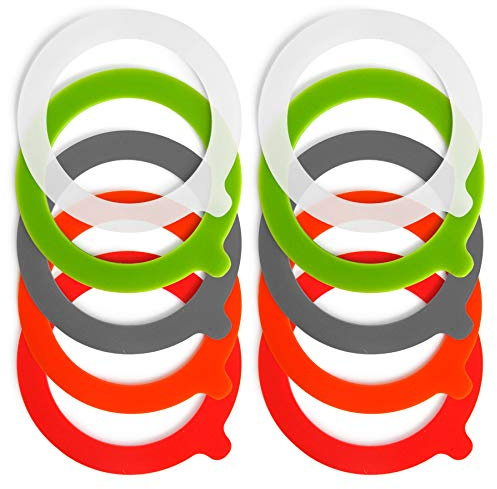 Spesh 10 Pcs Jar Seals Replacement 93x68mm Silicone Sealing Gaskets Airtight Rubber Seal Rings for Clip Top Jars 0.35/0.5/1/1.5/2 Litre(Mixed Colour)