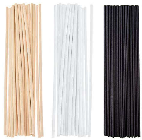 Gativs Bastoncini per Diffusori 150 Pezzi Bastoncini di Diffusore Diffusori Ambiente Bastoncini Bastoni di Ricambio per Diffusore in Rattan Reed Naturale 24cm * 3mm, Nero, Bianco, Beige