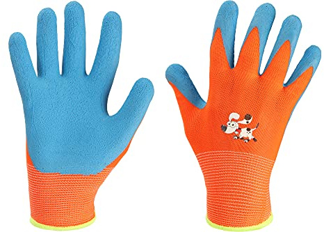 Ladeheid Guanti da lavoro da giardinaggio Bambino e Bambina BD001 (Arancione, 4)