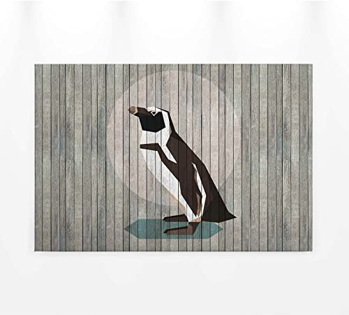BRICOFLOR Pinguin Wandbild in Holz Optik | Graues Leinwandbild mit Tier Motiv ideal für Badezimmer und Schlafzimmer | Modernes Holzbild mit grafischem Design
