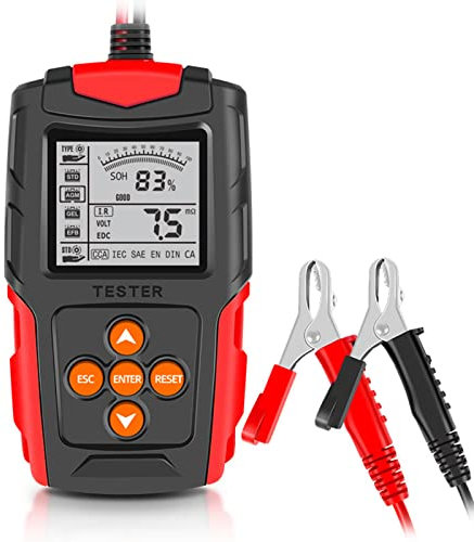Aumotop Car Battery Tester 12V/24V Digital Battery Analyzer Car Charge Diagnostic Tool with LCD for Car Truck Motorcycle Red