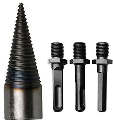 Taladro Divisor de Leña, Broca de Madera Para Leña de 42 mm con 3 Mango (Redondo/Cuadrado/Hexagonal), Tornillo Divisor de Troncos Resistente para Martillo Eléctrico y Taladro de Mano