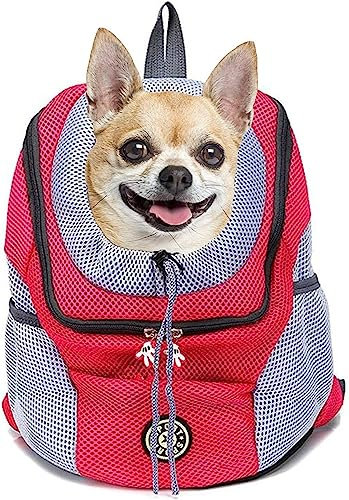 EATAN Hundetragerucksack - Atmungsaktiv - Wasserdicht - für kleine Hunde und Katzen - Verstellbarer Tragerucksack - Gepolsterter Schultergurt (L, Rosa)